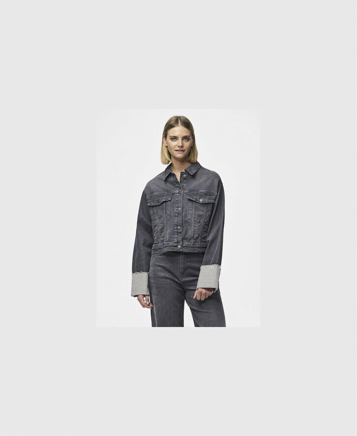 Pieces PCPIL FOLD UP DENIM JACKET Grey denim