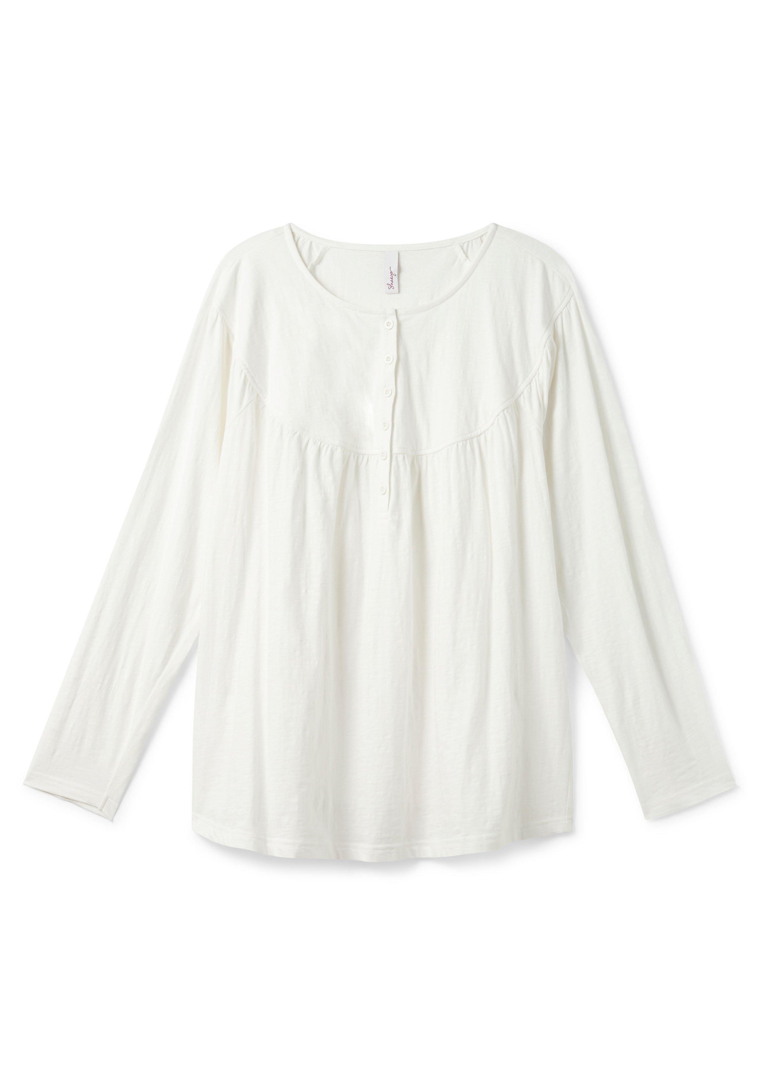 Langarmshirt mit Knopfleiste, in leichter A-Linie