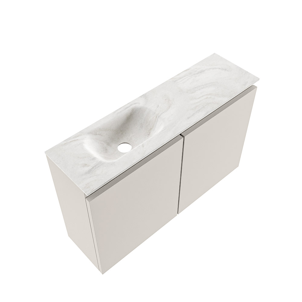 Mondiaz Ture DLux toiletmeubel 80cm linen met wastafel ostra links zonder kraangat