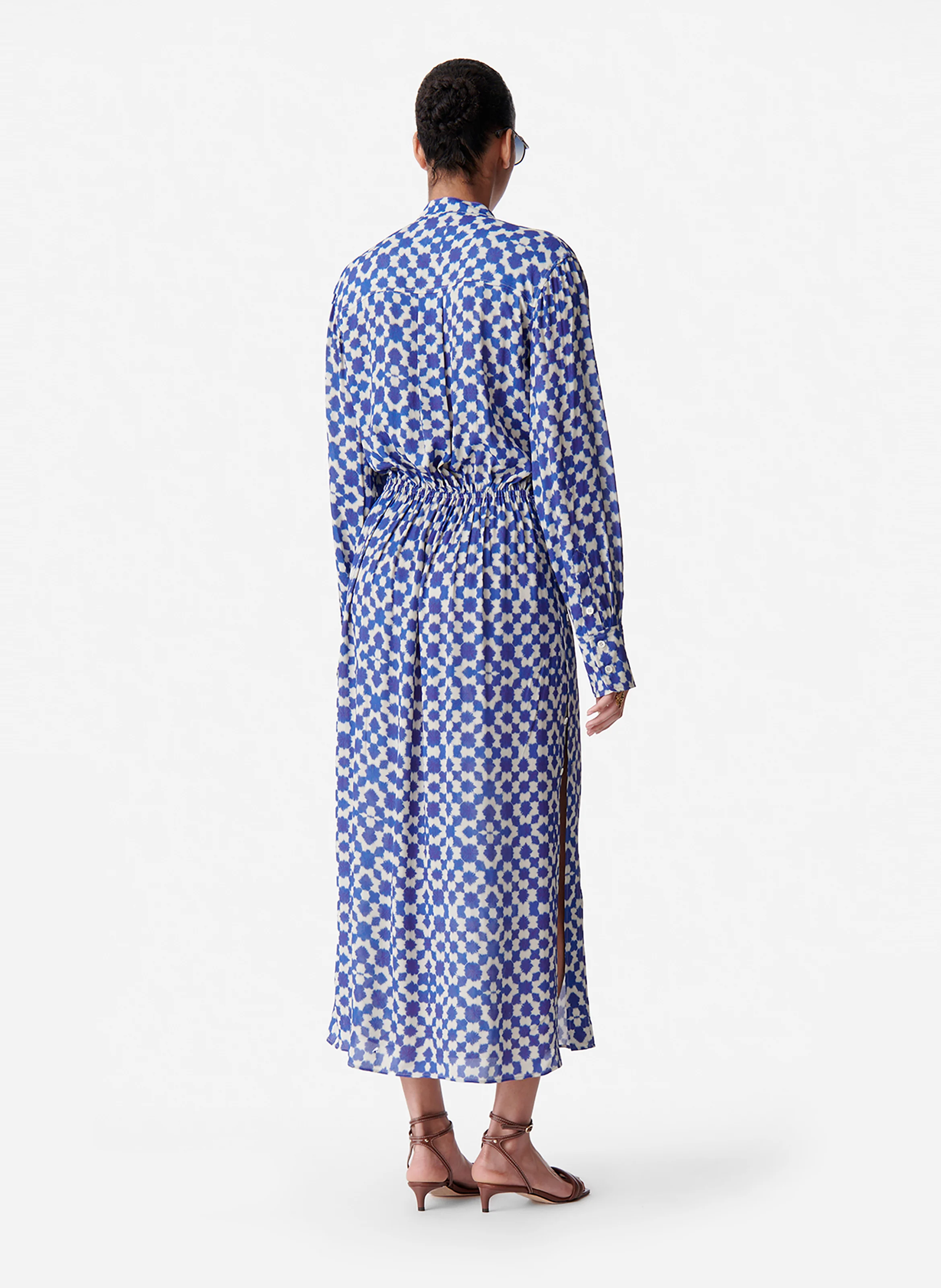 DOLMEN - Robe longue col Vimprimée | Bleu
