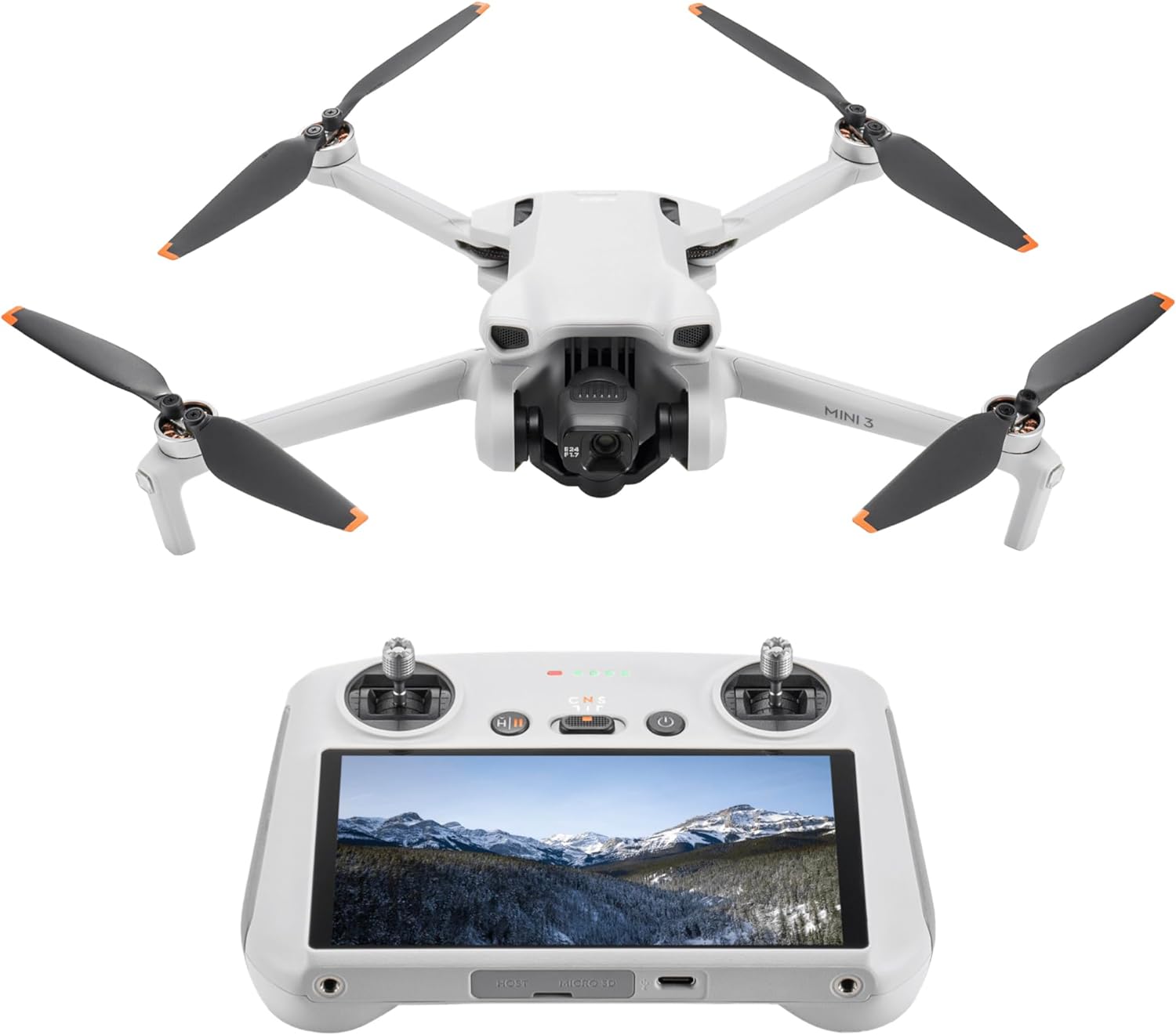 DJI Mini 3 (DJI RC) – Mini Drone Caméra Léger avec Nacelle Mécanique à 3 Axes, Vidéo 4K HDR, Temps de Vol de 38 Minutes, Transmission Vidéo jusqu’à 10 km, Prise de Vue Verticale, Retour Intégré, C0