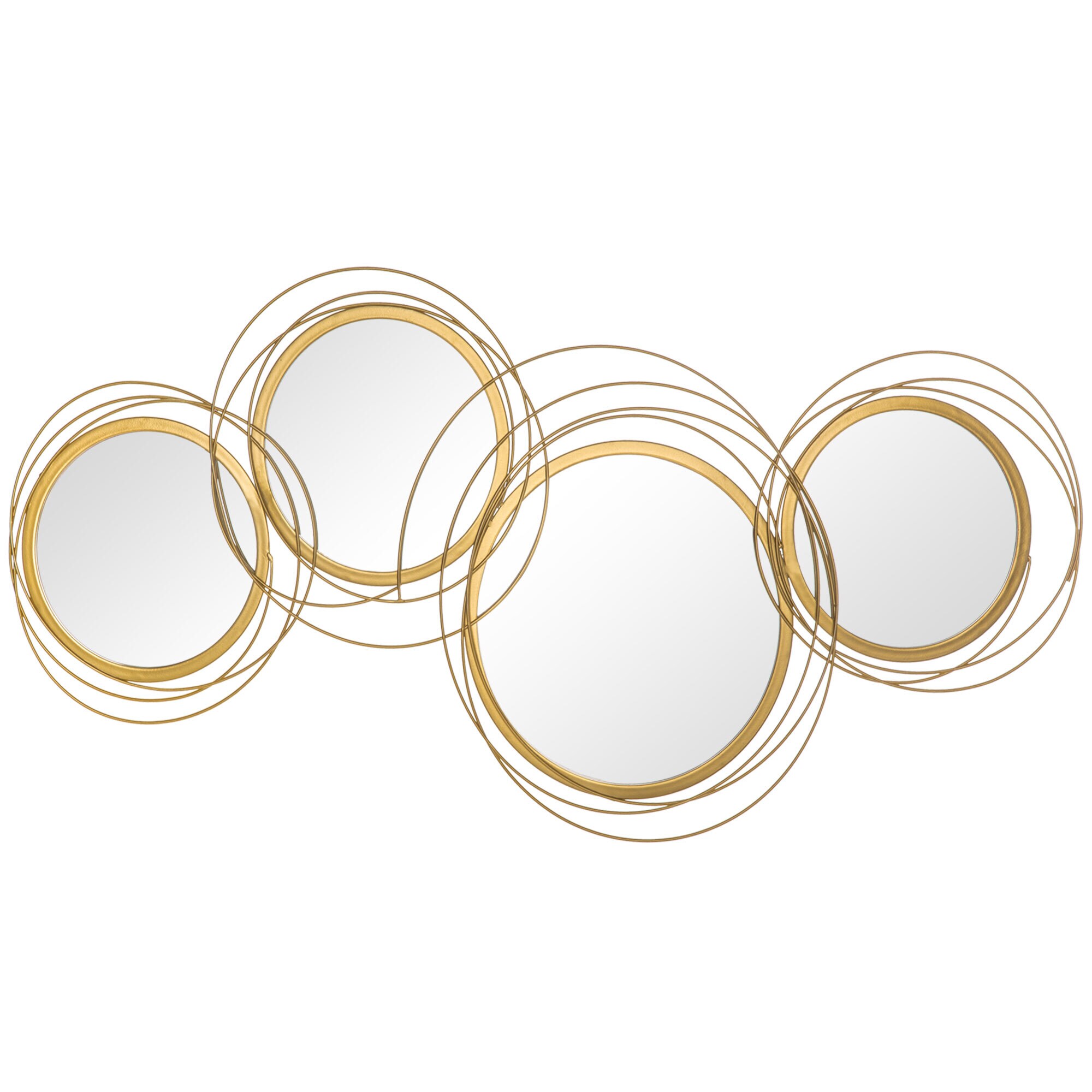 HOMCOM Wanddekoration mit Metallrahmen und Spiegeln gold 107L x 4B x 56H cm