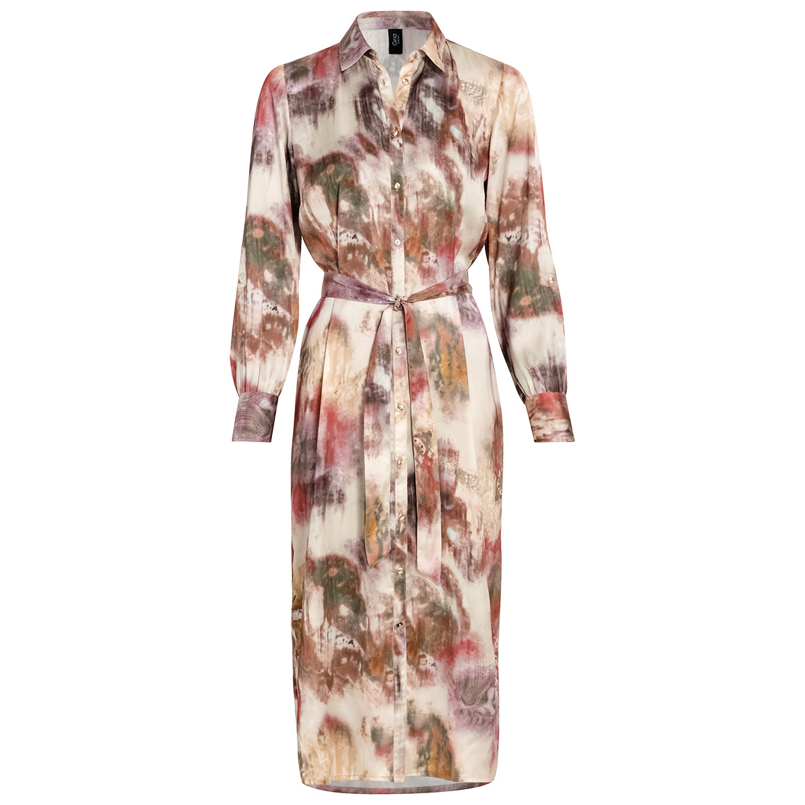 Gina Collection Damen Satin-Kleid im Batik-Look creme / bunt
