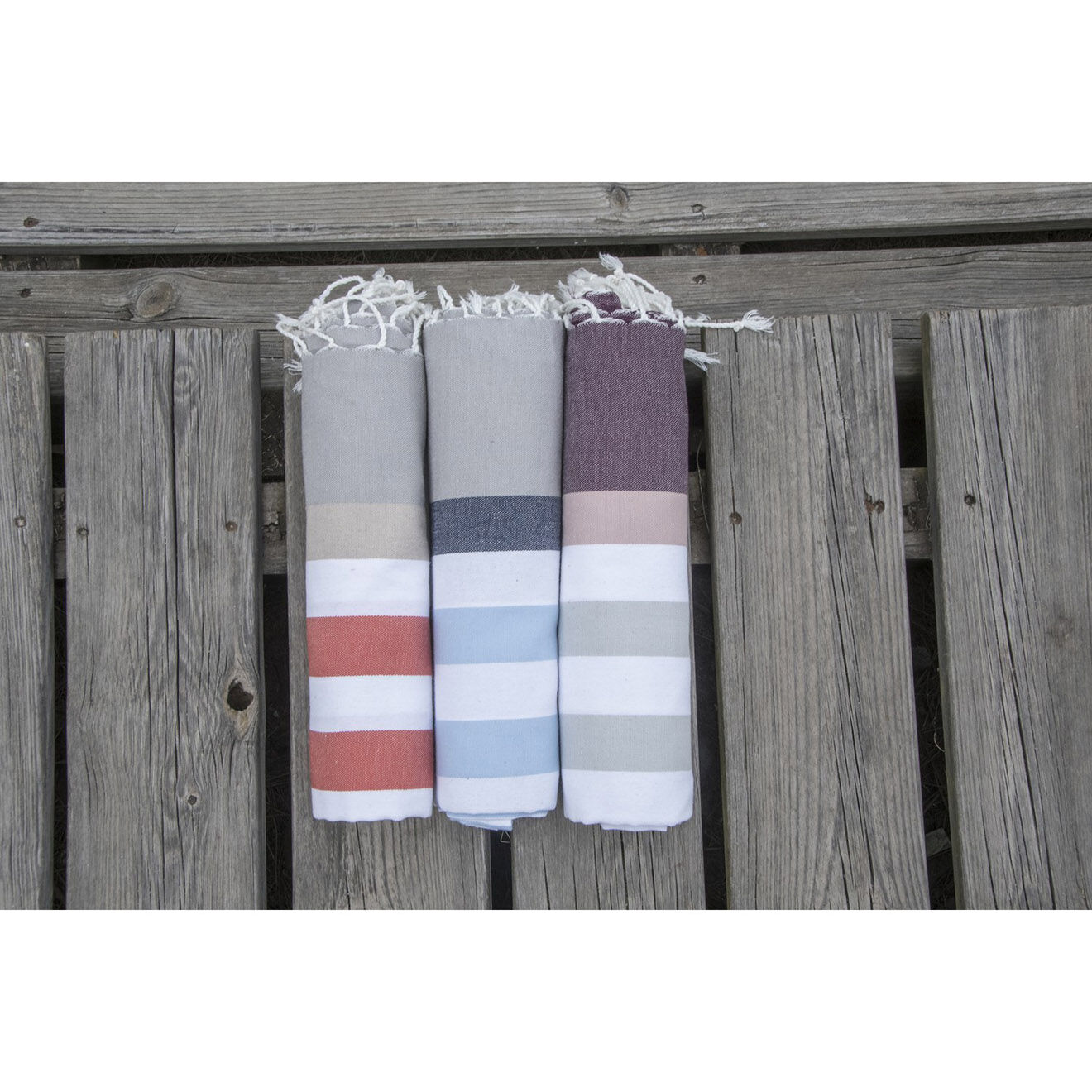 Febronie Fouta Arcachon gris/rose/prune - 100x200 cm