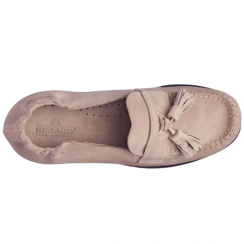 LISA  Beige Camel-Mocassin pour femme en cuir suede