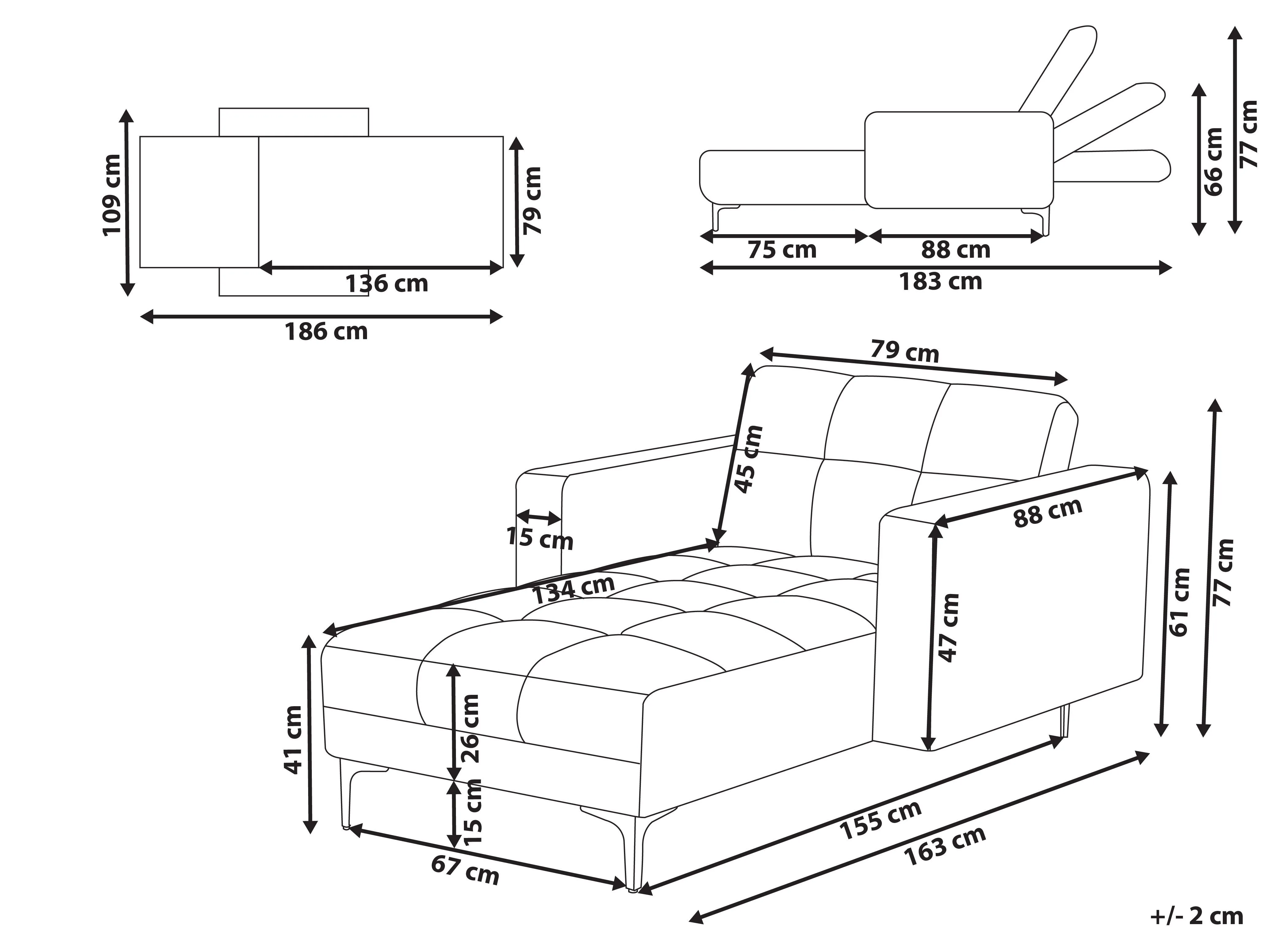 Chaise longue ALNES Fluweel Lichtrood