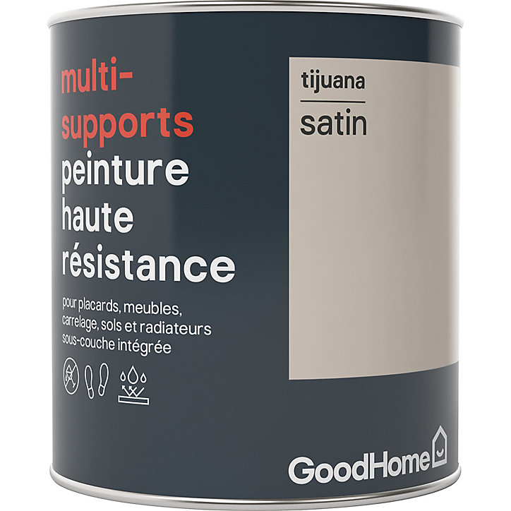 Peinture haute résistance multi-supports GoodHome beige Tijuana satin 0,75L