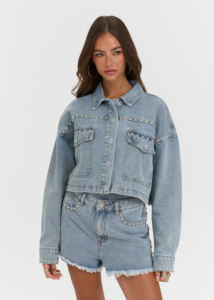Luca stud jacket lichtblauw