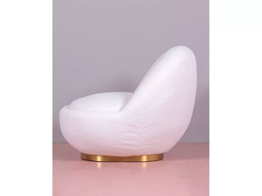 Fauteuil pivotant design garni de coton - Corsica - Blanc
