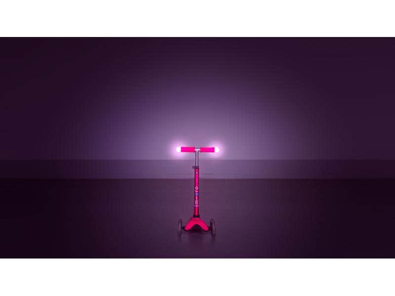 Micro Mobility Kickboard Mini Deluxe Magic Pink, LED Magischer Fahrspass auf drei Rädern – Pink