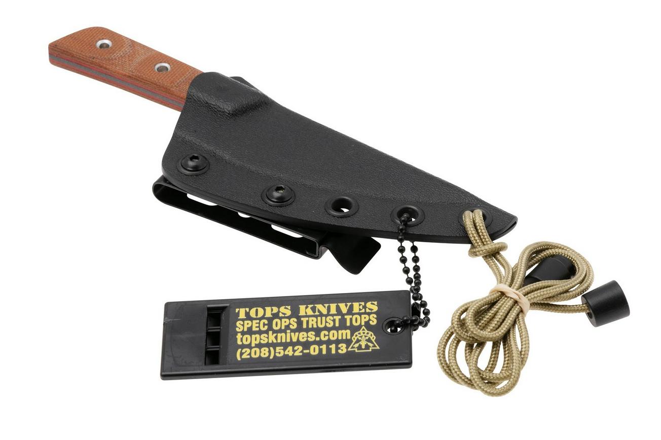 TOPS Knives Frog Market Special Mini FMSM-01, 1095 Tungsten Cerakote, Tan Canvas Micarta, jachtmes