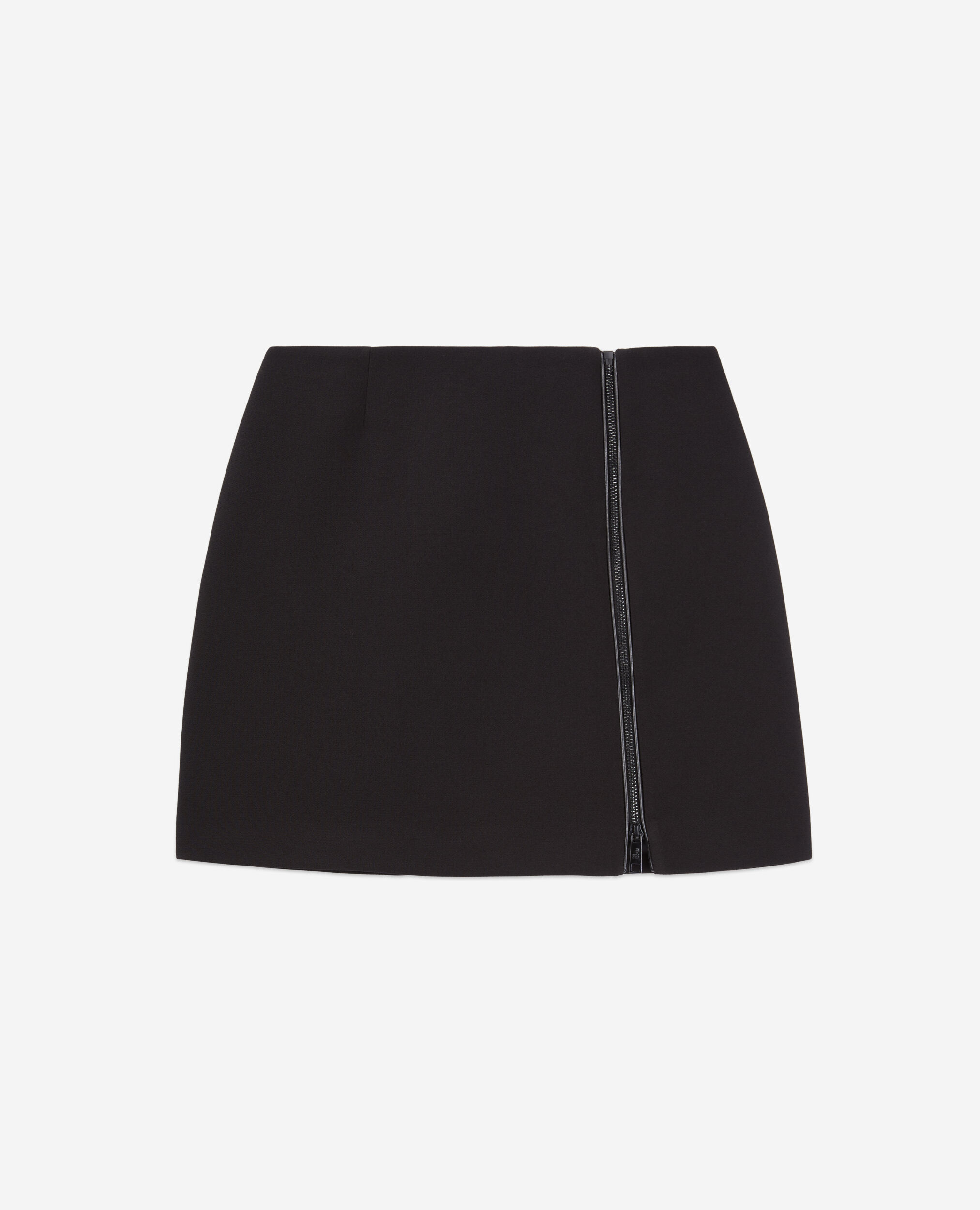 Jupe courte noire en crêpe avec zip