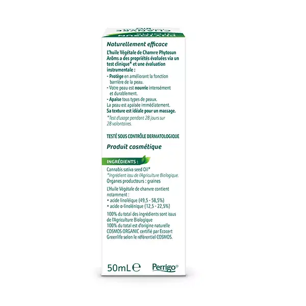 Óleo Vegetal de Cânhamo Orgânico Phytosun Arôms para o Corpo 100% Puro e Virgem 50ml