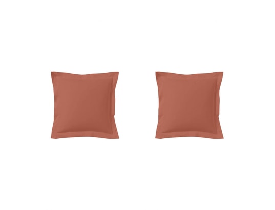TERRE DE NUIT - Taie d'oreiller Lot de 2 taies d'oreillers terracotta 100% coton 65x65 cm