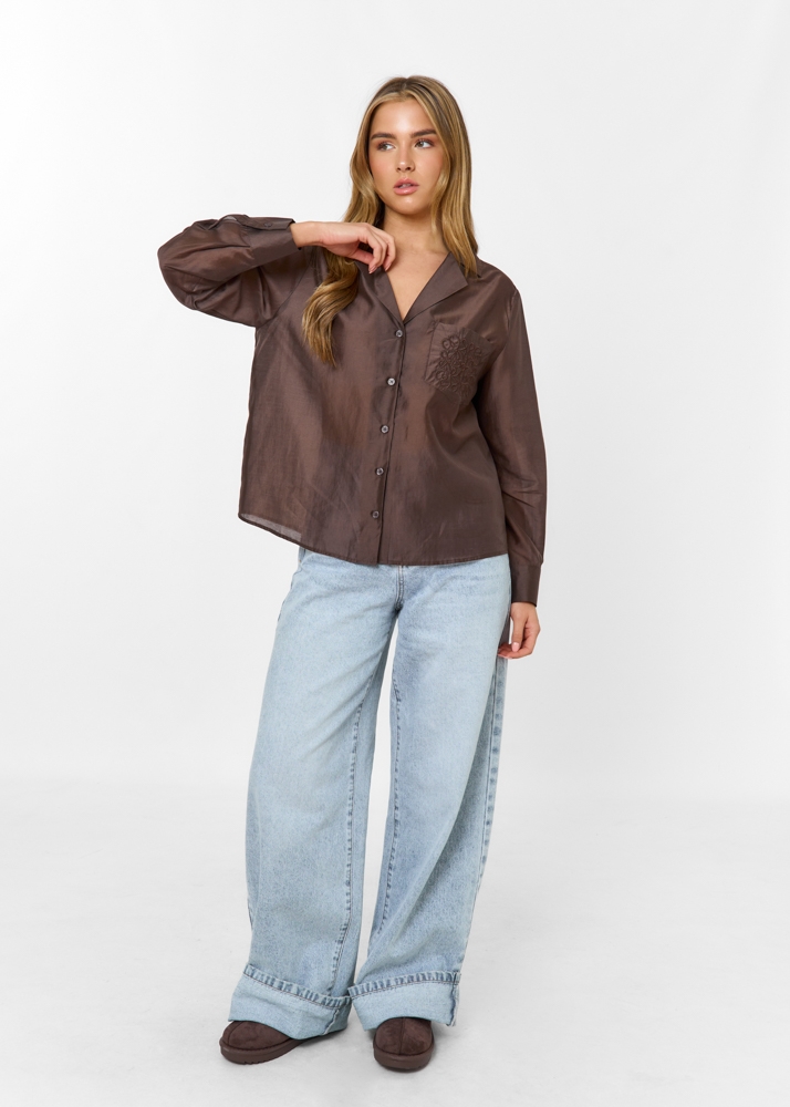 Nikki blouse choco bruin
