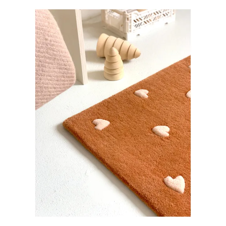 Maison Deux Tapis Cœurs en laine | Marron