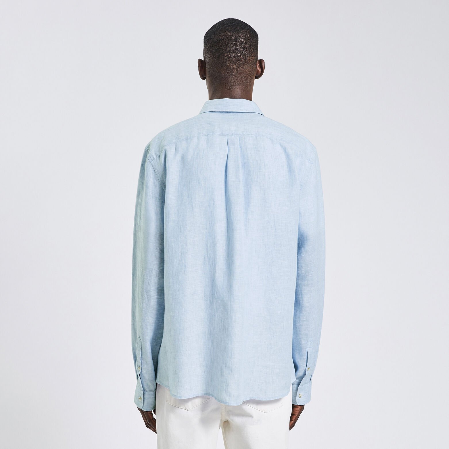 Chemise regular unie lin Bleu clair
