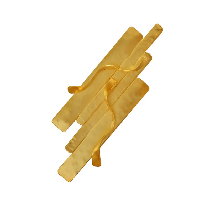 Broche Laiton Doré Rectangles et Vagues