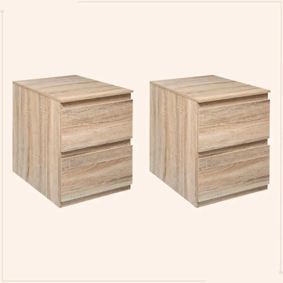MISOU Nachtkastjes Set van 2 Ladekastje Bruin 48x38x50cm Hout