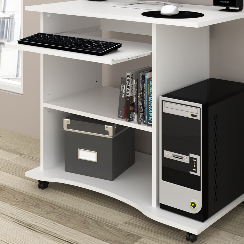 VICCO Computertisch HARM Tisch Bürotisch Laptoptisch Büro Schreibtisch rollbar Weiß