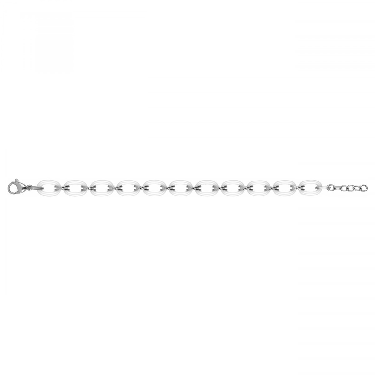 Bracelet souple multi-motifs en Acier 316L et céramique - blanc brillant