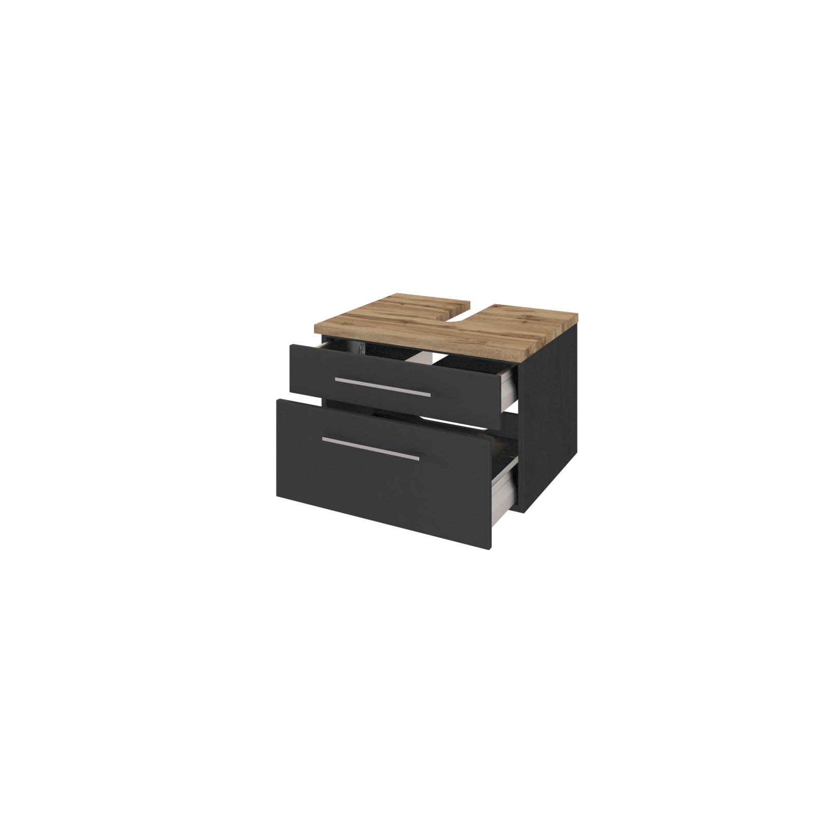 Unterbeckenschrank DAVOS - grau - Wotaneiche - 60 cm breit