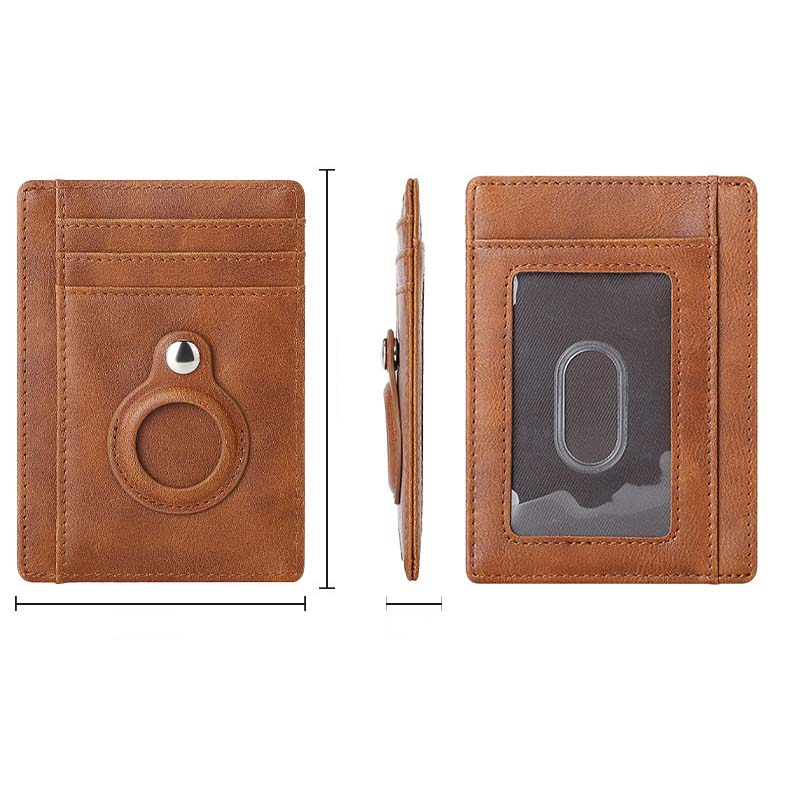 (11.5x8.2x1.3cm) Apple AirTag Wallet Mini Kreditkarten Portemonnaie Leder Etui Geldbörse - Braun