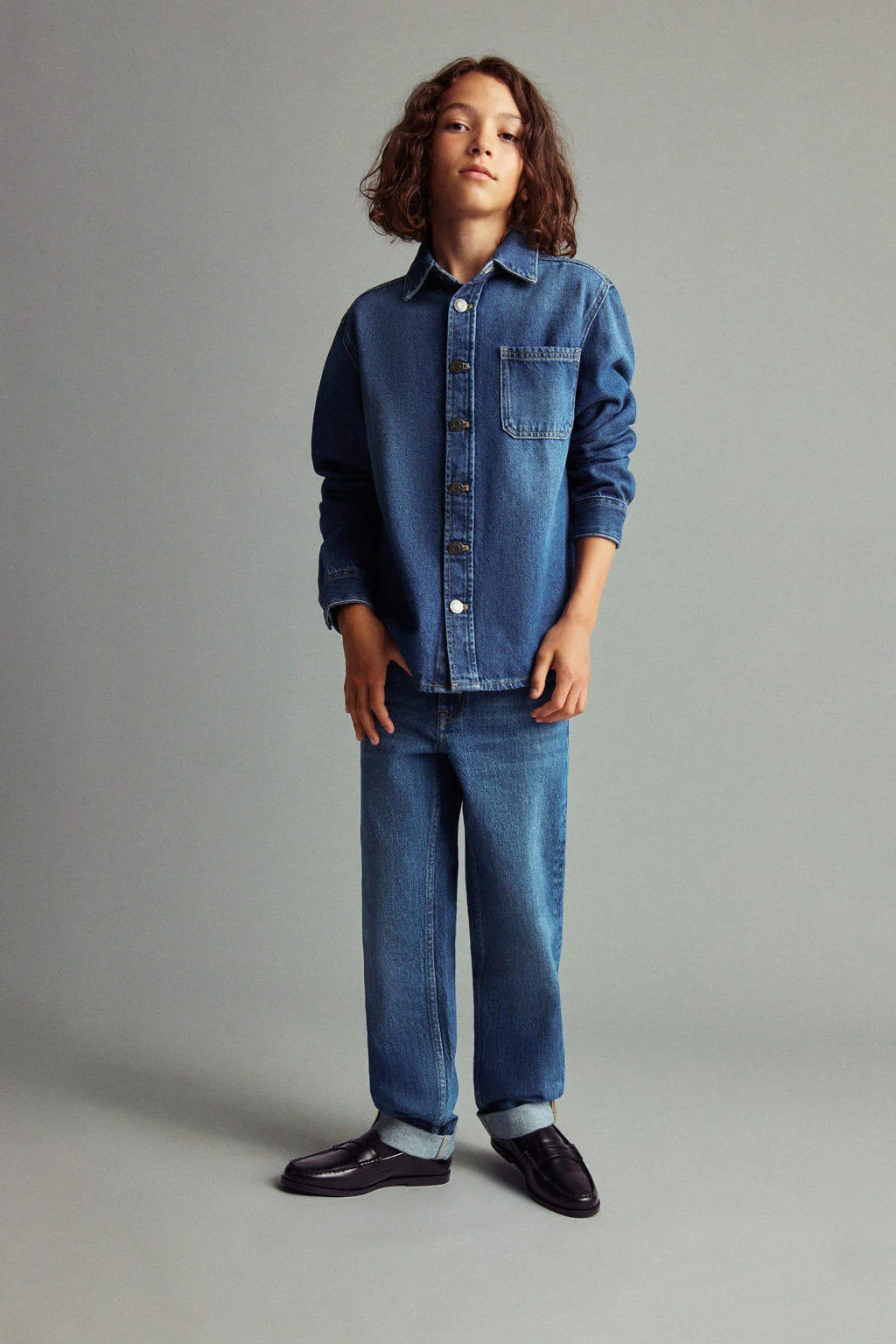 Mango Kids regular waist regular fit jeans dark blue denim
