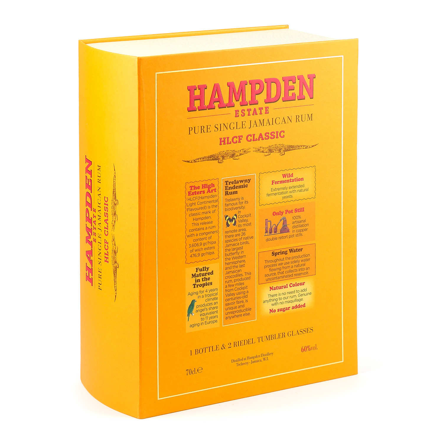 Coffret cadeau rhum Hampden HLCF Classic 60% + 2 verres rocks
