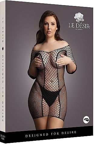 Le Desir – Duo Netmouwen Mini Jurk – One Size Plus Size