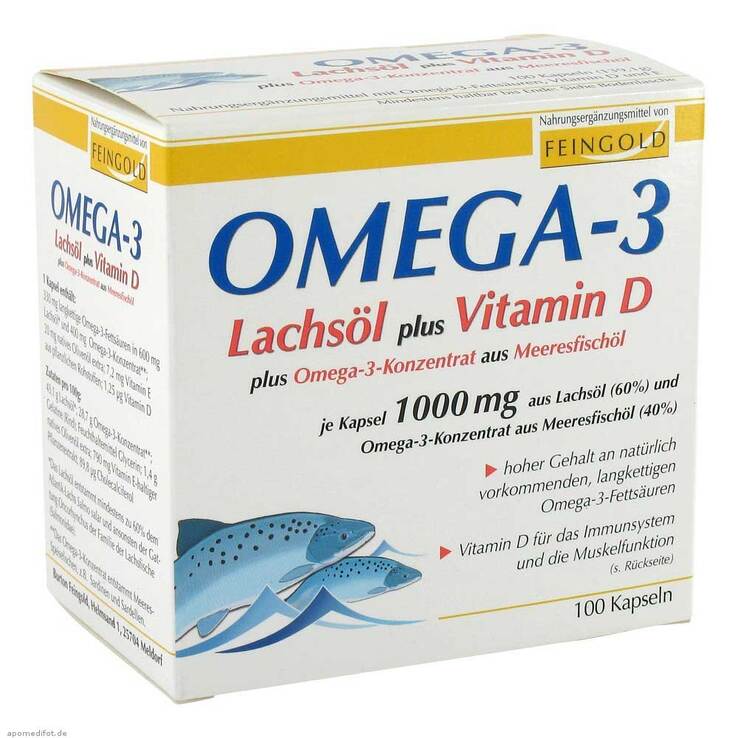 Omega 3 Lachsöl plus Vitamin D Kapseln, 100 St