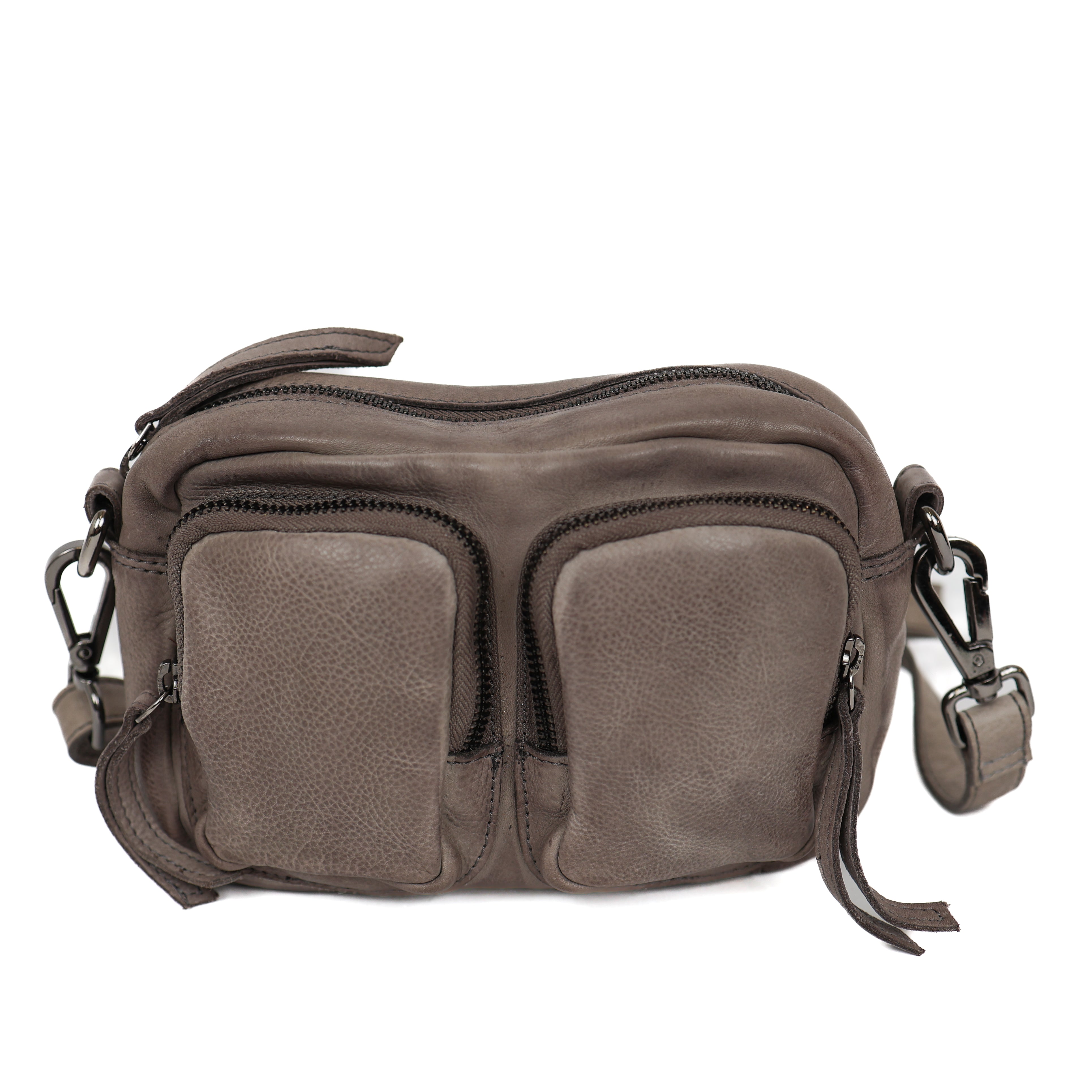 Klein schoudertasje met voorvakjes 'Amber' grijs Grey