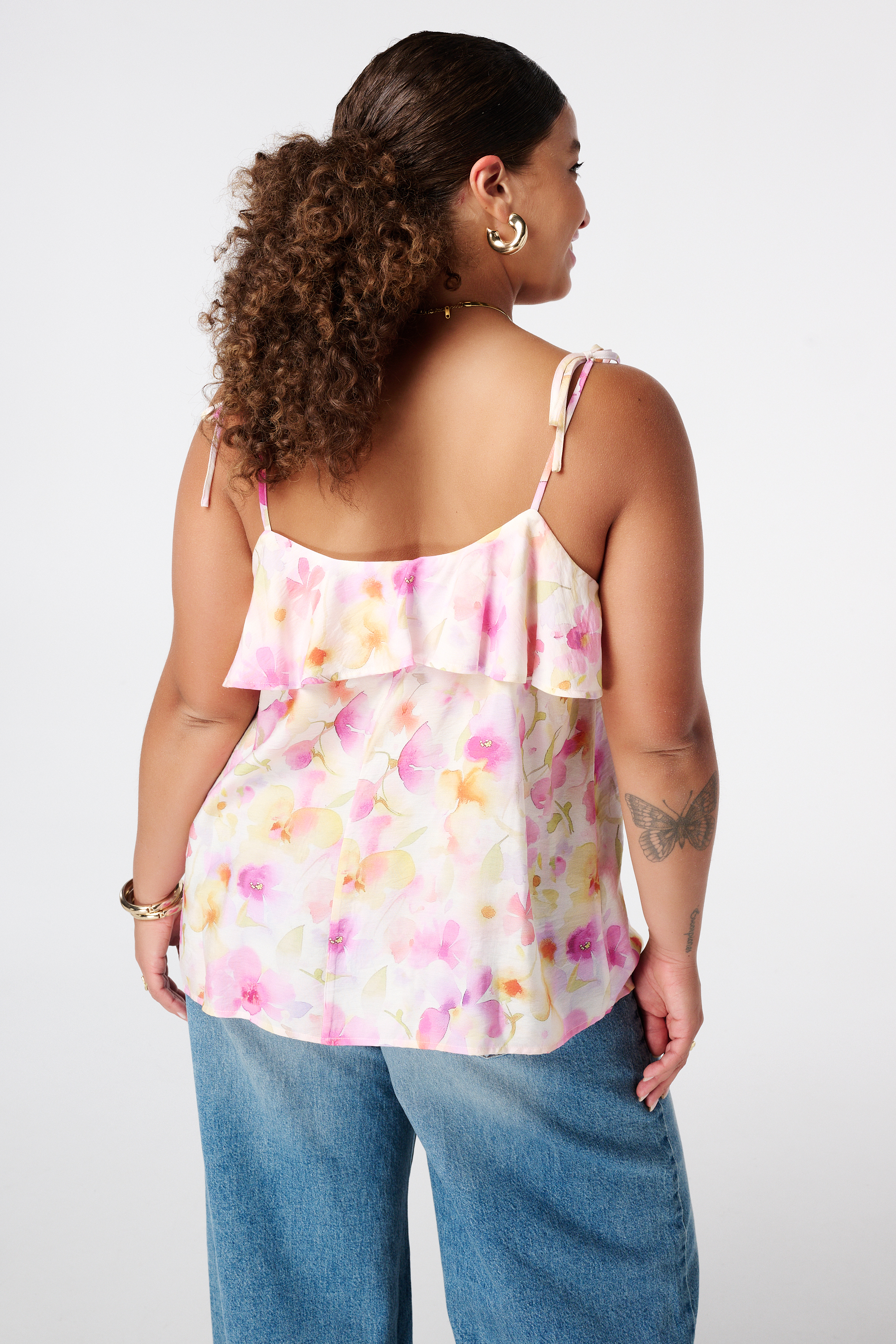 Top met ruches Multi Pink