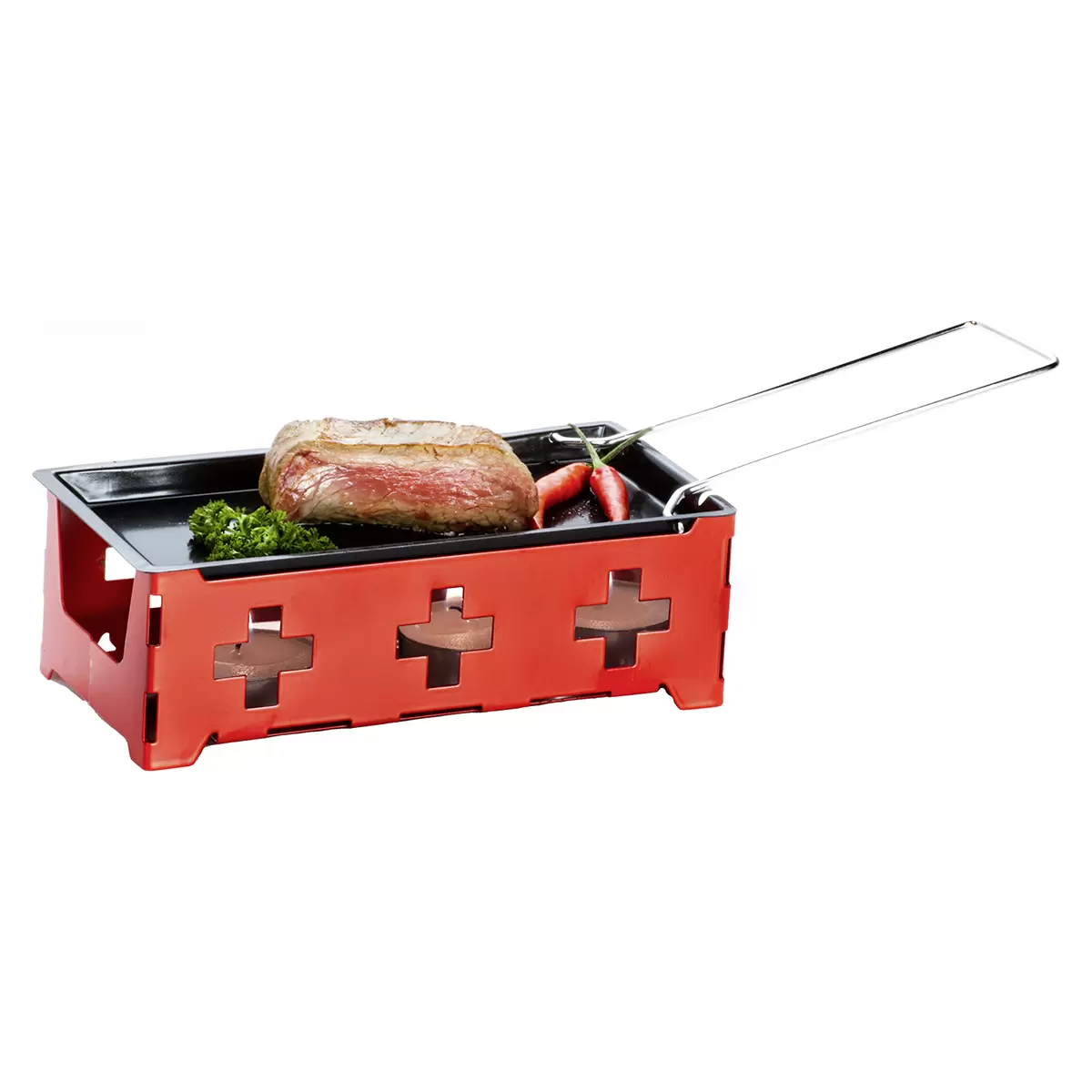 Raclette mit Rechaudkerzen CH-Kreuz Rot