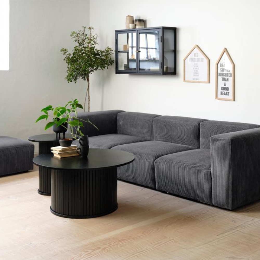 Salontafel Lenn rond Zwart eiken