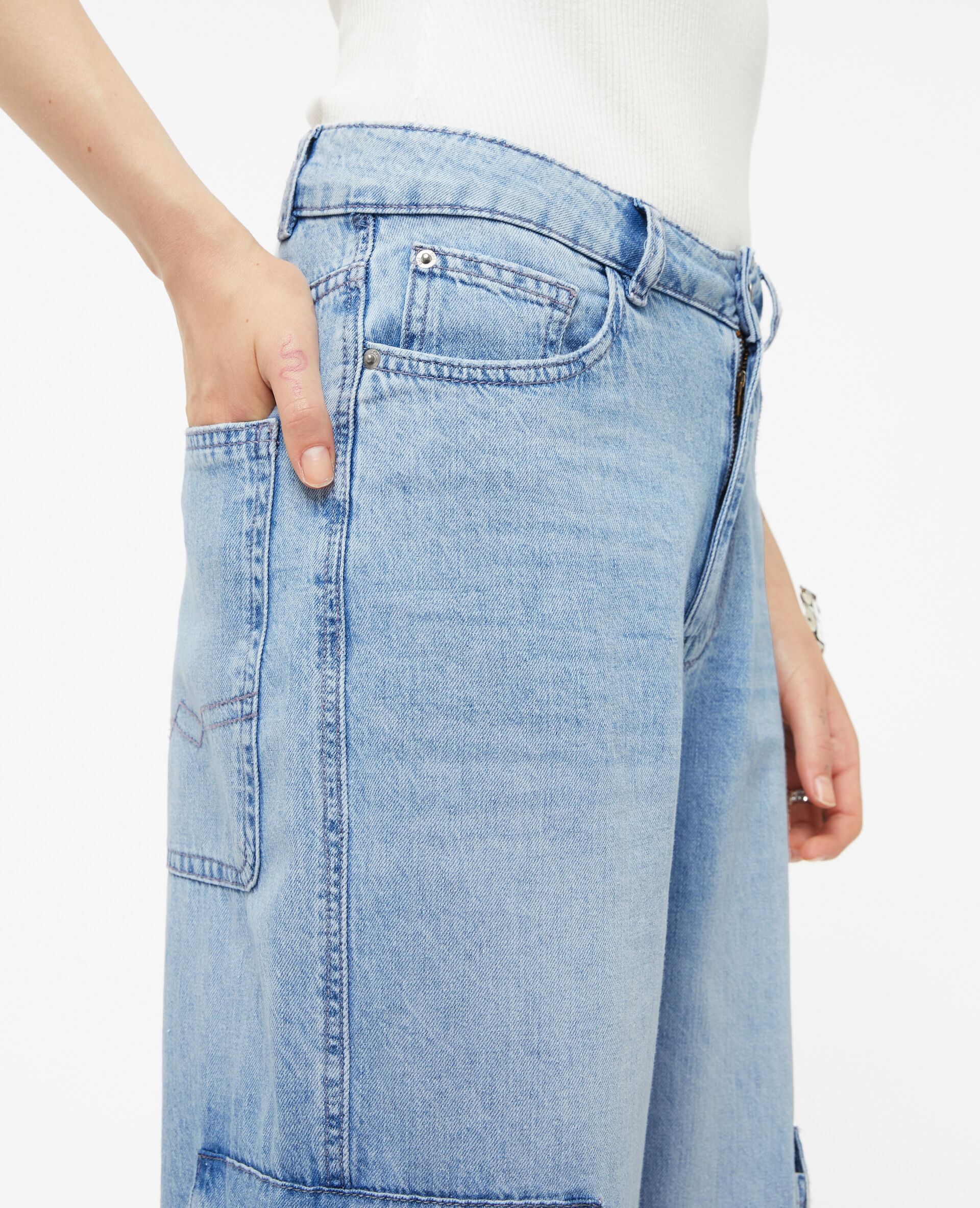 Jean cargo large - Bleu clair