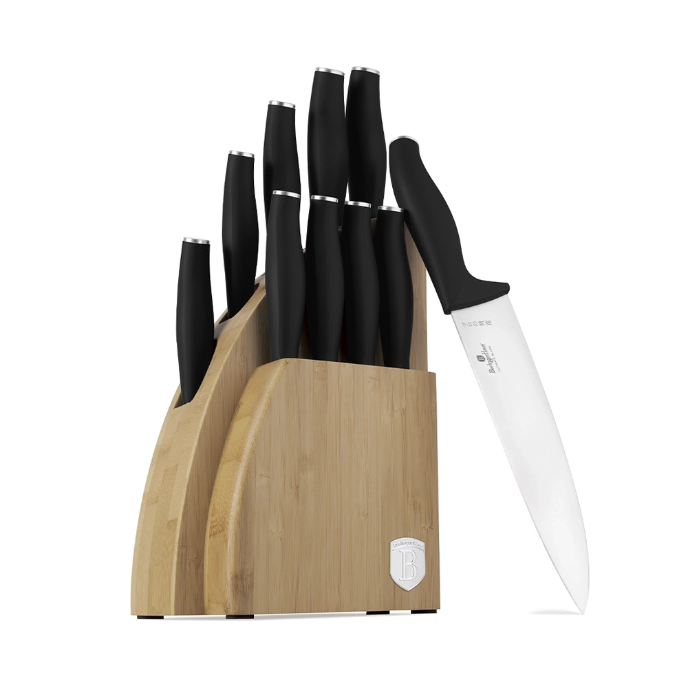 Berlinger Haus 10-teiliges Messerset mit Bambus Messerblock Black Silver Collection