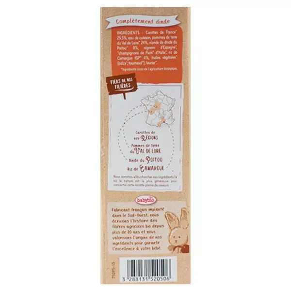 Lancheira Babybio com Legumes, Peru e Arroz +8m Orgânica 2 x 200g