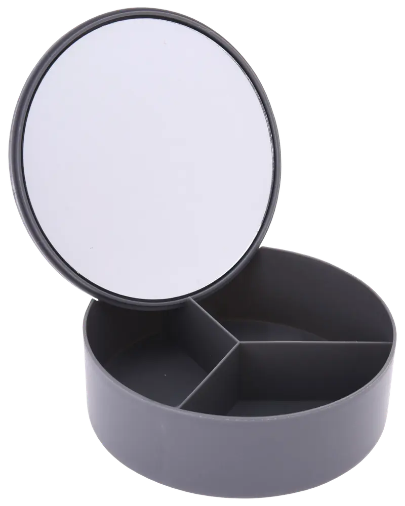 Spejl med organizer Ø14 cm - assorterede farver