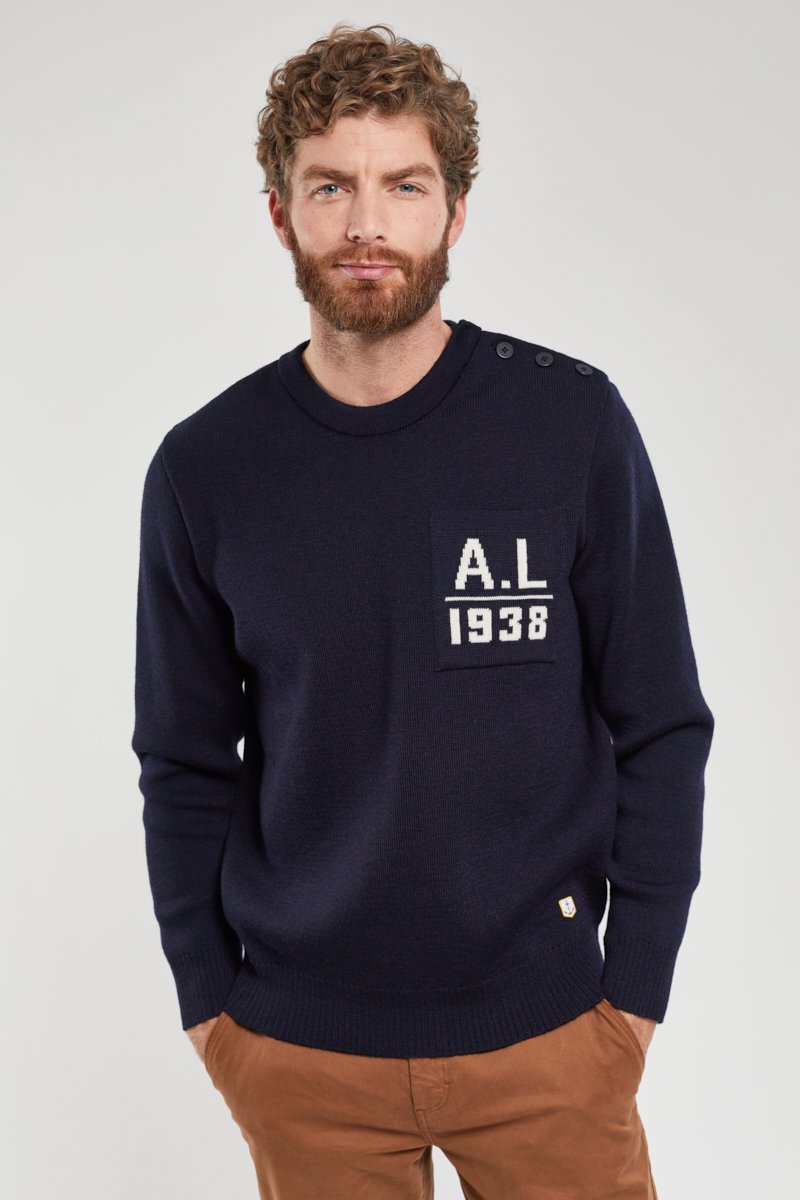 Pull marin avec poche - laine