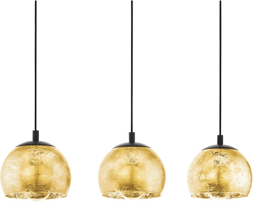 Hanglamp, 3-lichts, HxL 110x78 cm, zwart/goud