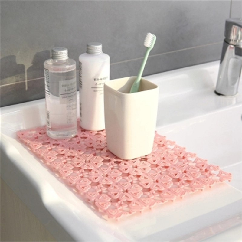 (30x20) Anti-Rutsch Dusch Matte Badewannen Einlage Klick Fliese mit Herz Muster - Violett
