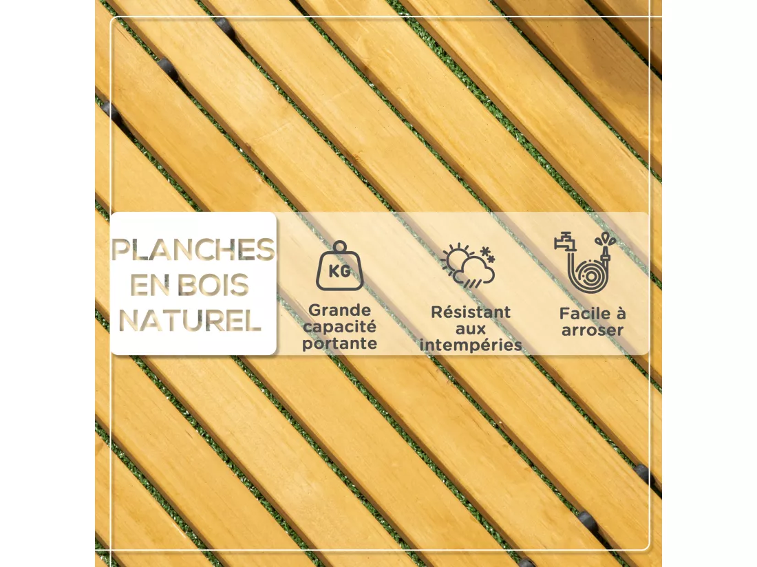 Allée chemin de jardin en lattes de bois enroulable - dim. 185L x 60l x 1,9H cm - bois de sapin pré-huilé
