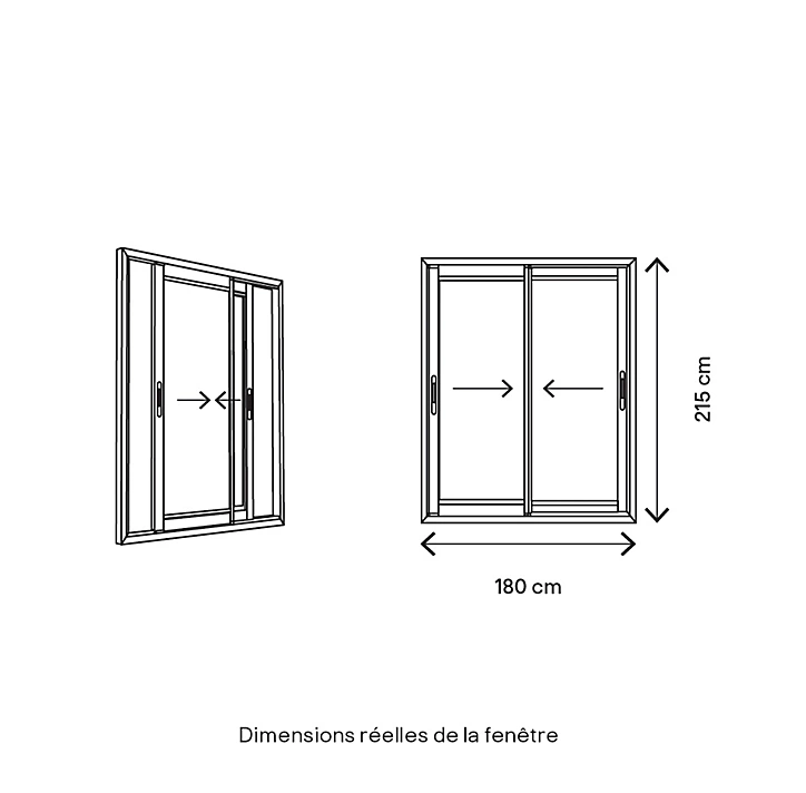 Baie vitrée coulissante alu GoodHome gris - l.180 x h.215 cm - Uw 1,7