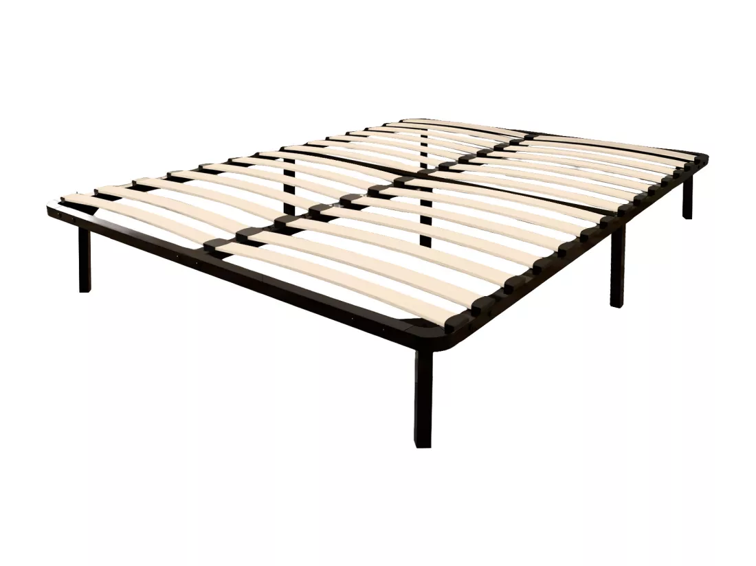 Sommier 140x200cm avec 7 Pieds - Sommiers à Lattes en Bois - 2x14 Lattes
