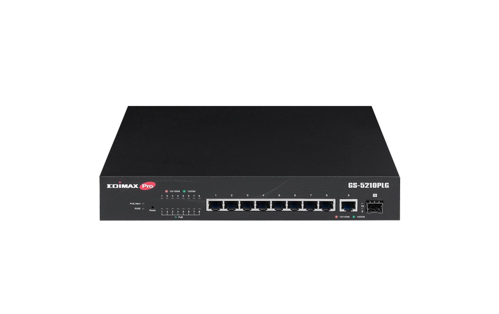 PoE+ Switch GS-5210PLG 10 Port<br>10-Port Gigabit PoE+ Web Smart Switch für Langstrecken mit 1 SFP-Port