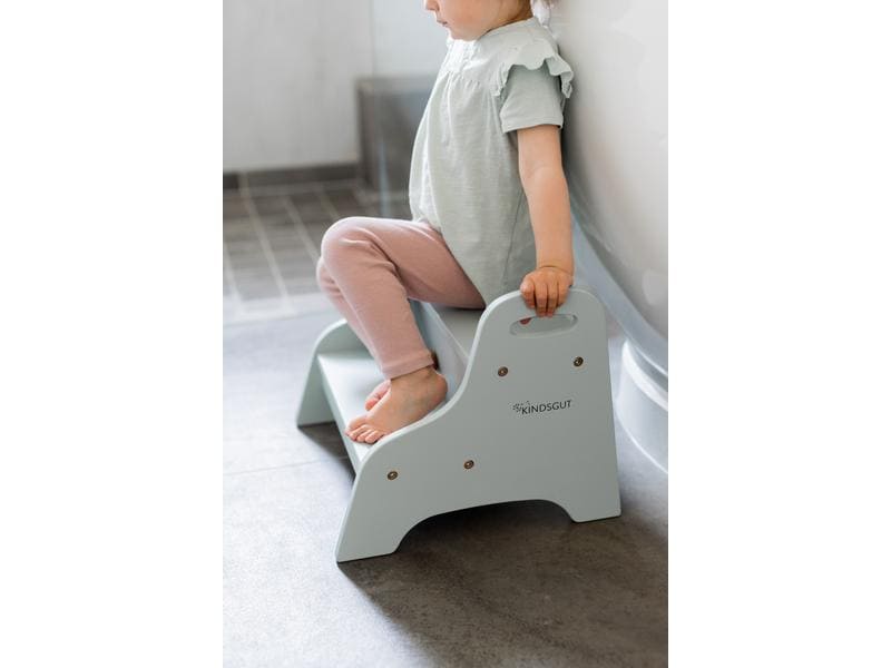Kindsgut Schemel Holztritt Aqua Tritthocker für einen sicheren Stand am Waschbecken
