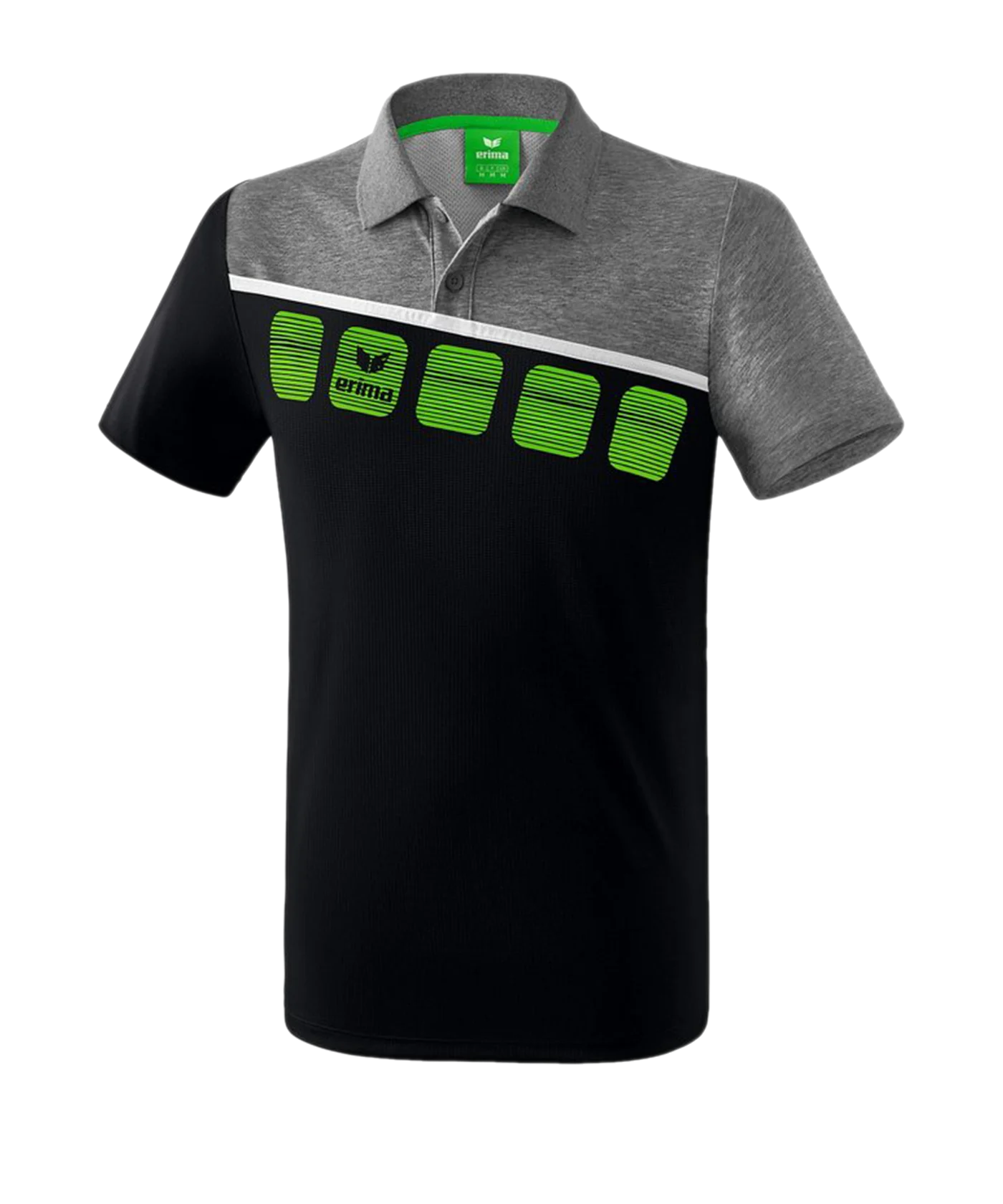 Erima 5-C Poloshirt Schwarz Grau