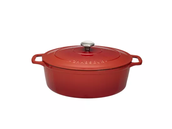 Cocotte ovale 33 cm chasseur rubis degr.noir interieur noir