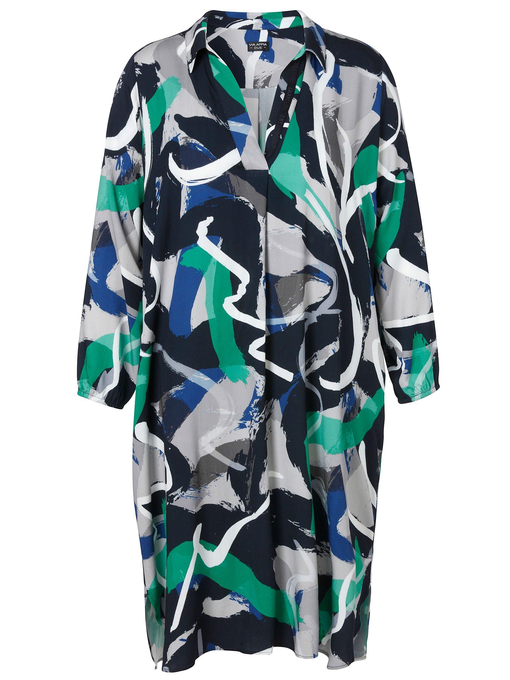 Hemdblusenkleid mit Grafikprint, aus Viskose